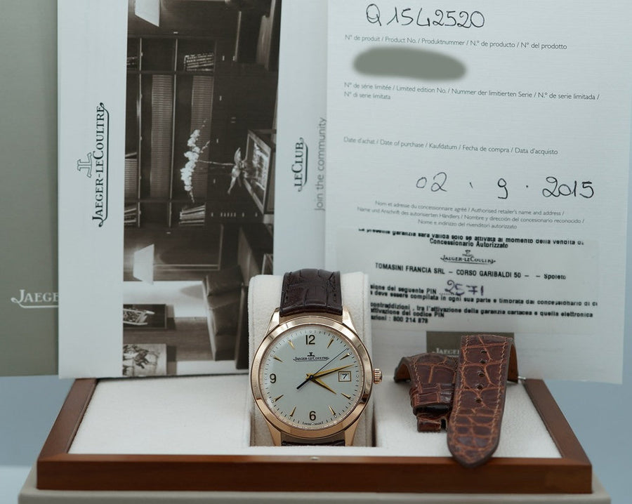 Jaeger-LeCoultre MASTER CONTROL DATE ROSE GOLD SILVER DIAL Q1542520 FULL SET Ref: Q1542520