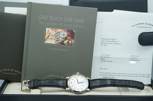 A. Lange & Sohne 1815 18K WHITE GOLD MANUAL 233.026 40MM SERVICED FULL SET